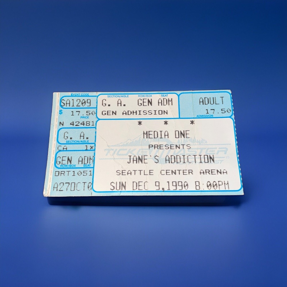 Janes Addiction 1990 Ticket Stub The Pixies Primus Seattle Center Arena Concert